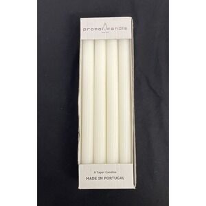 Promoi Taper Dinner Candles Ribbed Made in Portugal 11 in White Set of 8